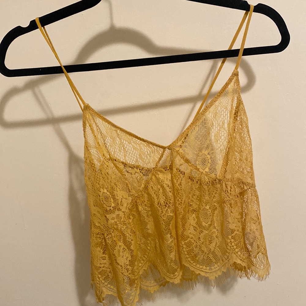 Zara in M see through yellow crop top